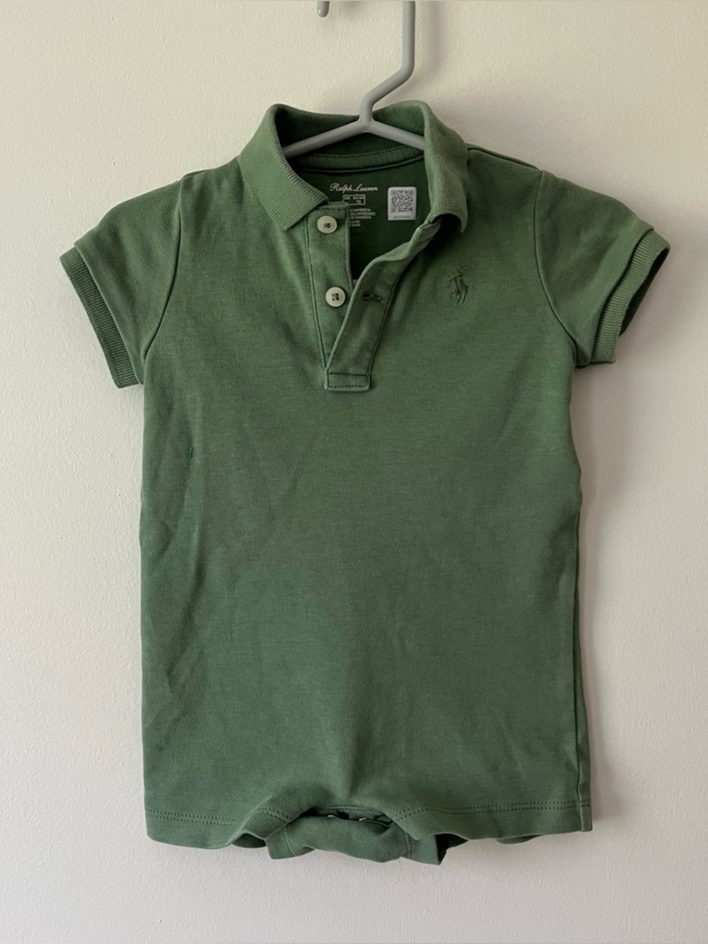 Ralph Lauren Baby Romper Polo One Piece Outfit 6m Green Preppy